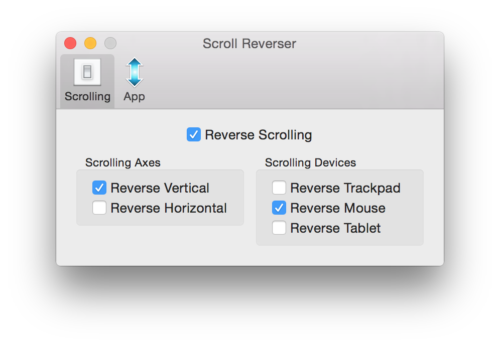 Rozdzielenie inversji scrolla w MacOS X